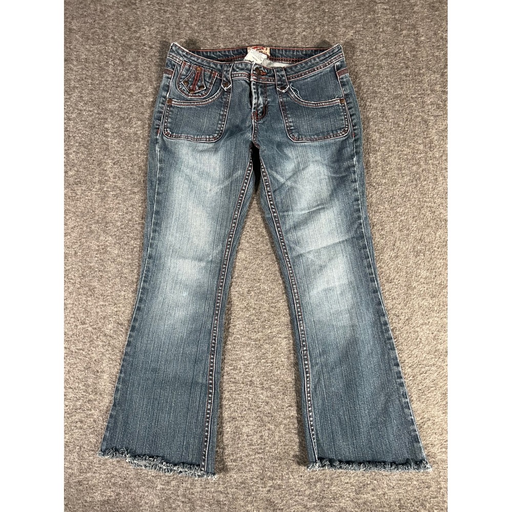 No Boundaries Y2K Vintage Cropped Capri Denim Jeans Dark Stone Wash Juniors 9